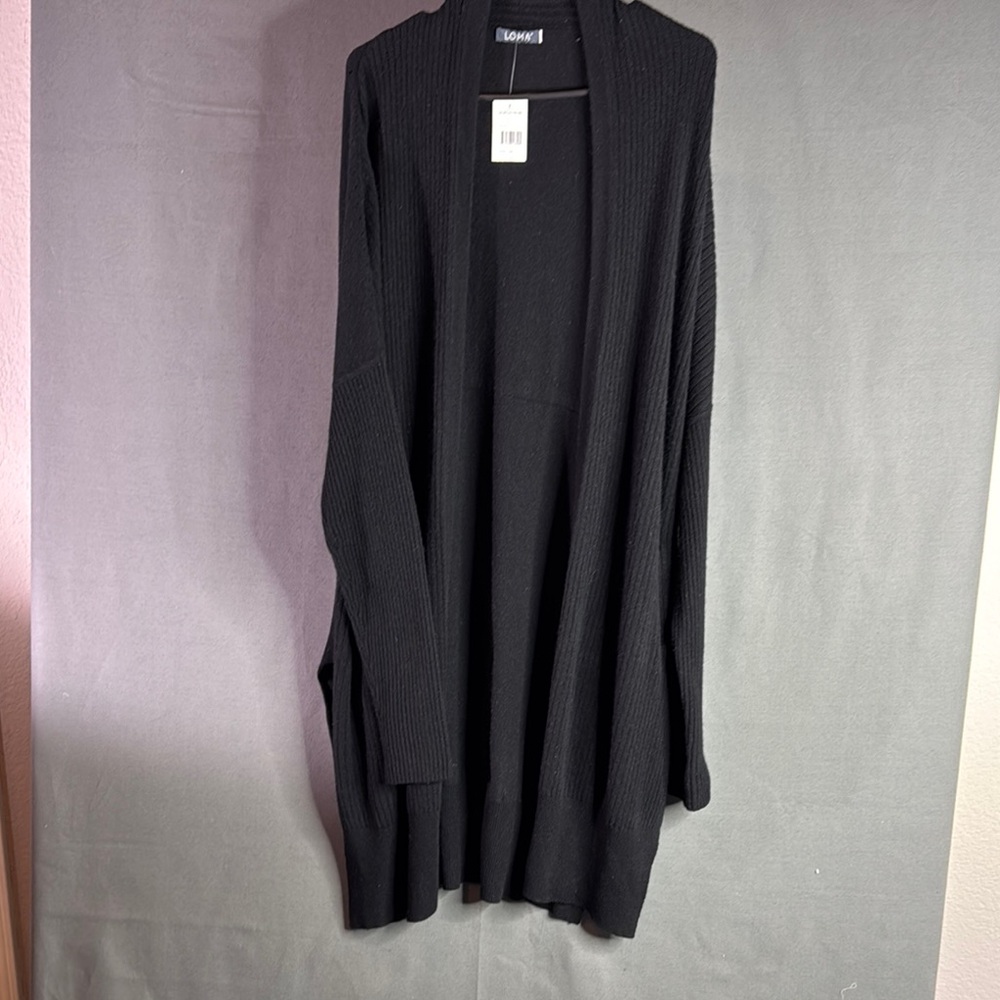 Loma‎ Black Open Front Cardigan 100% Cashmere size M/L